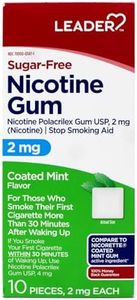 Leader Nicotine Gum Stop Smoking Aid, 2 mg, Nicotine Transdermal System, Mint, Polacrilex Quit Smoking with Behavioral Support Program, Sugar Free, 10 Count