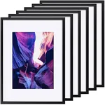 TWING 11x14 Picture Frames Set of 6, Gallery Wall Frame Set Display Photo 8 x 10 with Mat or 11 x 14without Mat Black Composite Wood Wall Mounting, Ideal Valentine Gifts for Him/Her