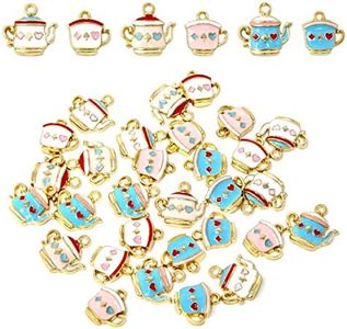 Honbay 30PCS Metal Teapot Tea Cup Charms Pendant Antique Silver Plated Coffee Mug Jewelry Findings for DIY Necklace Earring Bracelet Keychain Craft Making, Alloy, No Gemstone