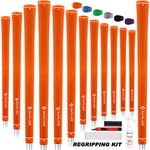 SAPLIZE Rubber Golf Grips, 13 Set with Complete Regripping Kit, Midsize, Golf Club Grip, Orange