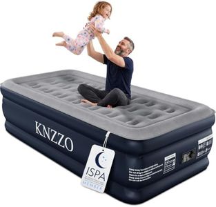 KNZZO Twin Air Mattress with Built-in Pump, 18" Top Inflatable Mattress with Waterproof Flocking Fabric, Three-Minute Quick-Inflatable Bed. Portable Blow Up Mattress for Home, Outdoor and Guests