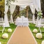 AK Trading 40" Wide Natural Burlap Wedding Aisle Runner with Ivory Lace - 40" Wide x 100 feet Long