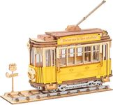 ROBOTIME 3D Puzzle Tram Car Wooden Model Kits for Adult to Build Your Own Laser Cut Jigsaw Building Construction Crafts Kits and Best Birthday Gifts