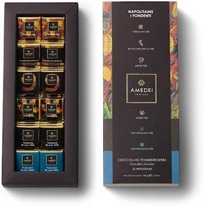 Amedei - Idea regalo - Selezione I Fondenti con 36 napolitains assortiti - Porcelana, Blanco de Criollo, Nove, Acero 95, Toscano Black 70, Toscano Black 90, Cioccolato fondente da 95%, 90%, 75%, 70%