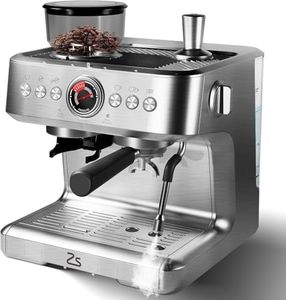 GarveeTech Coffee Maker, Grinder, 20 Bar Semi-Automatic Espresso Machine with Milk Frother Steam Wand, PID Temperature Control, 2.8L Water Tank,Home Espresso Coffee Maker for Latte