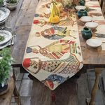 DaDa Bedding Rustic Tapestry Table Runner - Dancing Women Festive Celebrate Kwanzaa African Ethnic Culture - Farmhouse Cotton Linen Woven Kitchen Dining Mats - 13" x 72"