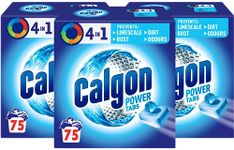 Calgon 4-in-1 Water Softener Tablets, Washing Machine Cleaner, Removes Odours, Limescale & Residue, Deep Clean, Size: XL, 3 x Pack of 75 (Packaging may vary)