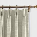 ChadMade 66W x 90L Inch Sand Beige Faux Linen Curtain Drapes with Blackout Lining, Room Darkening Pinch Pleat Curtain for Sliding Glass Door Patio Door Living Room (1 Panel)