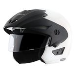 Vega Cruiser ISI Certified Lightweight & Compact with Peak Open Face Helmet for Men and Women with Clear Visor(White, Size:M)