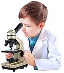 Click N' Play Microscope for Kids 3 Magnification Levels 40x 100x 400x Includes Slides Science Experiments & Accessories Portable Student Metal Microscope 52 pc set
