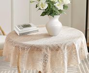 Warm Home Designs Linen Gold Lace Tablecloth. Small Round Tablecloth 36 Inch in Diameter. Floral Tablecloth, Rustic Tablecloth or Boho Tablecloth for Farmhouse Kitchen Table. AME Linen 36 Round