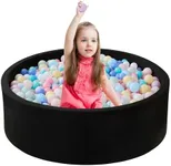 Zedachica Ball Pit for Toddlers 35.4''x11.8 Baby Ball Pit Soft Memory Foam Ball Pit Round Kids Ball Pit Indoor and Outdoor Game Kids Play Ball Pool Ideal Gift for Girls and Boys (Black, NO Balls)