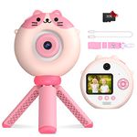 Uleway Kids Camera for 3-12 Year Old Girls Digital Camera Rechargeable Dule Lense Selfie Kids Camera with Tripod Stand 1080P HD Vedio Camera for Children As Birthday Christmas Toy Gifts