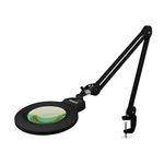 Neatfi XL Bifocal LED Magnifying Lamp, 18cm Acrylic Lens, 1600 Lumens, 3 Light Modes, 5D/20D, 84 SMDs LED, Dimmable, Adjustable Arm, Ideal for Crafts, Reading & Close Works (CCT with Clamp, Black)