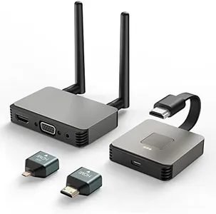 Wireless HDMI Transmitter and Receiver 4K, Wireless HDMI Extender, Wireless HDMI Adapter Plug & Play 2.4/5GHz Streaming Video/Audio from Laptop, PC to HDTV/Projector/Monitor (Brown) (Brown)