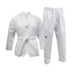 adidas | WT Student Taekwondo Dobok for Men, Women & Kids | Perfect for Training and Sparring | Polycotton Uniform with Elasticated Waistband | WT Approved, 220g/8oz