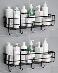 BLUEROCKS Bathroom Rack - Bathroom Shelves - Kitchen Storage – Self Adhesive Bathroom Shelf and Shampoo Holder with 4 Hook Adhesive Shower Caddy Metal Shelf (Pack of 2)