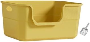 Generic Open Litter Box Pet Cat Toilet Sand Box Easy Carry Lowered Front Sifting Litter Basin, Yellow