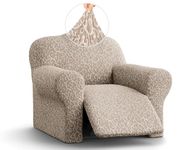 Recliner Slipcover - Recliner Chair Cover - Soft Polyester Fabric Slipcover - 1-Piece Form Fit Stretch Furniture Protector - Jacquard 3D Collection - Beige Vento (Recliner)