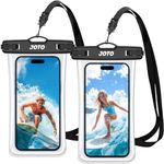 JOTO 2 Pack Water Proof Phone Pouch, Underwater IPX8 Waterproof Phone Case for Swimming, Dry Bag for iPhone 15 14 13 Pro Max, Galaxy S24 S23 Ultra Pixel to 7", Beach Essential -Transparent Black