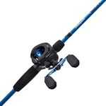 Shakespeare 6'6" Agility Fishing Rod and Reel Baitcast Combo, Right Handle Position, 90mm Handle with Large Knobs for Extreme Torque, Multi-Disk Drag System