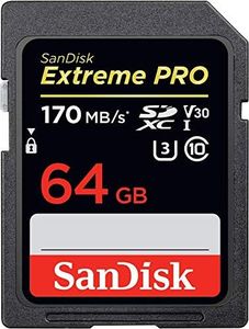 SanDisk Extreme PRO 64GB SDXC Memory Card up to 170MB/s, UHS-1, Class 10, U3, V30, Black