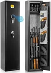 BlackSmith 5 Biometric Rifles Safe Long Gun Safe for Home Rifles and Pistols Quick Access Fingerprint Gun Cabinet Dual Alarm 2 Rifles Gun Rack Password Memory Function 16 Gauge Alloy Steel