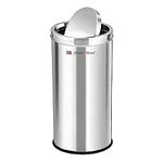 SLIMSHINE Stainless Steel Swing Dust Bin | Garbage Bin Trash Can with Removable Lid | Round Shape 10 - Liter (Silver, Size: 8 x 12 inch)