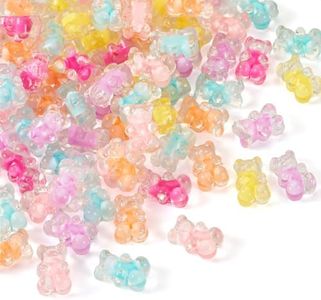 FASHEWELRY 1 Bag Clear Acrylic Bear Beads 18mm Gummy Bear Pony Beads Big Cute Candy Bear Beads Bulk for Bracelet Necklace Earring Jewelry Making