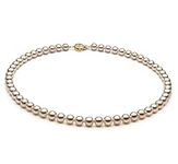 White 6-7mm AAA Quality Freshwater Gold filled Cultured Pearl Necklace-36 in Opera length