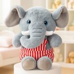 Babique Dangri Elephant Stuffed Plush Animal | Teddy Bear Soft Toy |Ideal for Birthdays & Special Occasions Girls/Boys, Baby Kids -(Grey, 38Cm)
