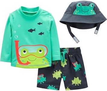 Simple Joys by Carter's Baby Boys' 3-Piece Rashguard, Trunk, and Hat Set, Frogs, 24 Months