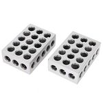 123 Blocks 2Pcs 1-2-3 Precision Blocks Ultra Precision 1 2 3 Blocks Metric Matched Machinist 123 Hardened Steel Milling Tool, Gauge Parallel Clamping Block Lathe Tools with 23 Holes, 2.5 x 5 x 7.5cm