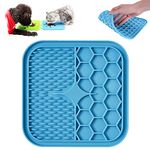 Kwispel Lick Mat for Dogs, Dog Lick Mat with Suction Cups for Anxiety, Peanut Butter Dog Licking Mat Slow Feeder Dispensing Treater Lick Pad for Grooming Bathing and Training (Small Blue),Silicone