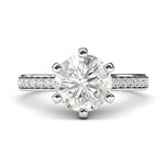 Sterling Silver 2 Carats Classic 6-Prong Simulated Diamond Engagement Ring with Side Stones Promise Bridal Ring (3.5)