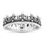 Oxidized Crown Tiara King Royalty Ring New .925 Sterling Silver Band Size 5