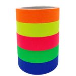 AISEY Neon Gaffer Cloth Tape, Fluorescent Colors Pro Gaff Tape Duct Tape UV Blacklight Glow in The Dark Tape for UV Party, 5 Pack (0.6 inch x 33 feet)