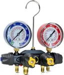 49974 A2L 4-Valve Test and Charging Manifold, 3-1/8" (80mm) | Refrigerant Manifold Gauges, Compatible with R-32/R454B/R410A, HVAC Manifold Gauge, Hoses Not Included