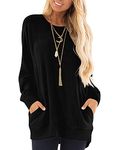 GOUCEHN Womens Long Sleeve Shirts Fall Winter Casual Fashion Blouse Tunic Tops for Leggings with Pockets(Black, Large)