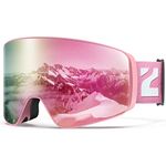 Ski Goggles, ZIONOR X12 100% OTG Snow Goggles Detachable Lens for Men Women Adult