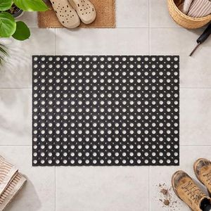 Interlocking Rubber Mats for Residential & Commercial Use, Non-Slip Floor Mat with Drainage Holes, Multi-Purpose Anti-Fatigue Mat for Indoors & Outdoors