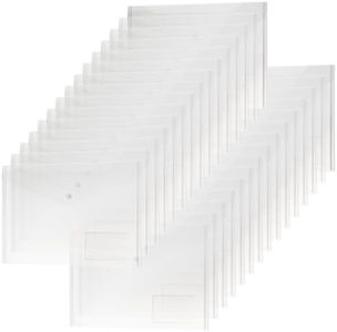 H&S Pochette Plastique A4 pour Documents - Pack de 30 - Pochette Transparente avec Fermeture à Pression - Plastiques Réutilisables et Multicolores avec Poches Rangement Papier