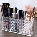 Ubitree Makeup Organiser, 3 Slots Clear Acrylic Makeup Brush Holder Cosmetic Organiser for Makeup Brush Eyeliners Lipstick Crystal Storage Box for Bathroom Bedroom Dress Table Vanities Office Desk