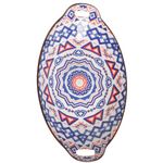 Nestasia Blue & Red Mandala Ceramic Long Dish with Handles for Serving Snacks, Appetizers, Salads, and Noodles| Microwave Safe, Dishwasher Safe (10.8 Inch)