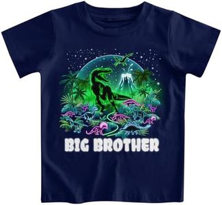 Funnycokid Big Brother T Shirt 6T 5T Promoted to Big Brother Neon Dinosaur T-Shirt Blue Size 5 6 Pregnancy Announcement Gifts for Boys