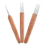 3 Pieces Crochet Needle Hair, Crochet Hook Bamboo Dreadlocks Needle Weaving Crochet for Hair Braiding, Latch Hook Crochet Needle for Kids Adults Braid Hair