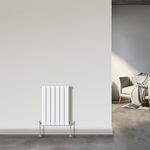 NRG 600x408 mm Gloss White Column Designer Radiator Horizontal Single Flat Panel