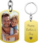 Queenberry Photo Keychain Custom Picture Keychain Customized Gifts Laser-Engraved/Color Gifts For Boyfriend Hubsand Wife (1 Side Photo + 1 Side Text (Gold))