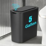 Eidustor 5 Gallon Bathroom Trash Can Automatic Trash Can with Lid Touchless Electric Garbage Can Motion Sensor Trash Bin Smart Plastic Waste Basket for Bathroom Bedroom Living Room Kitchen (Black)