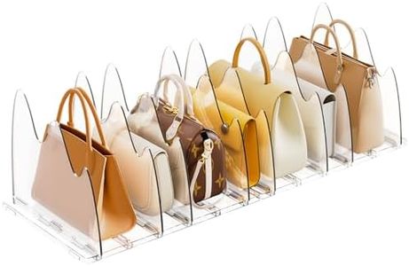 Neatrays Bag & Purse Organizer for Closet, 2 Pack Adjustable Clear Handbag Storage Holder, Acrylic Shelf Dividers for Closet Organizers and Storage - Keep Carteras & Pocketbook Upright